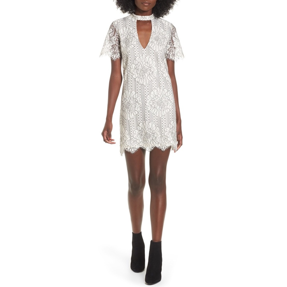 NWT Black and White Lace Choker Dress Size Large